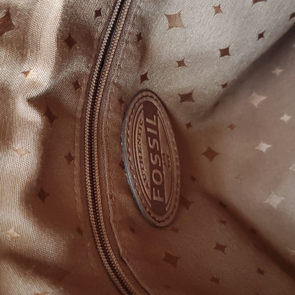 Fossil shoulder bag crossbody brass zippers - Picture 3 of 8
